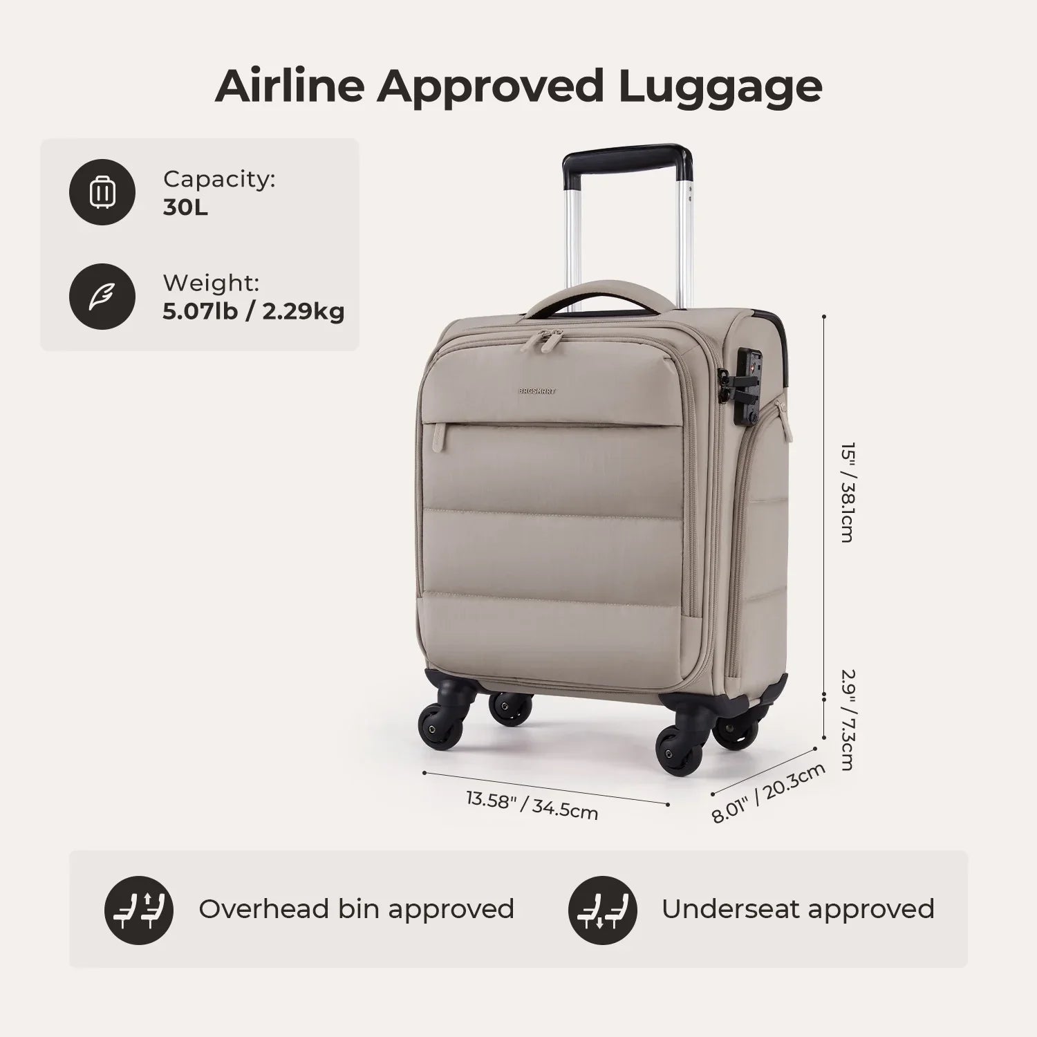 Bagsmart 16" Personal Item Carry on Luggage